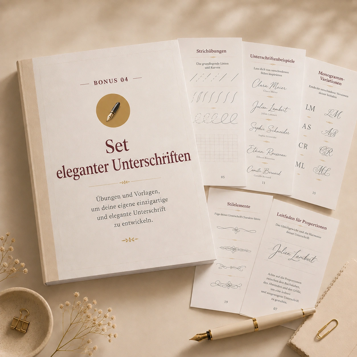Set für Elegante Unterschriften